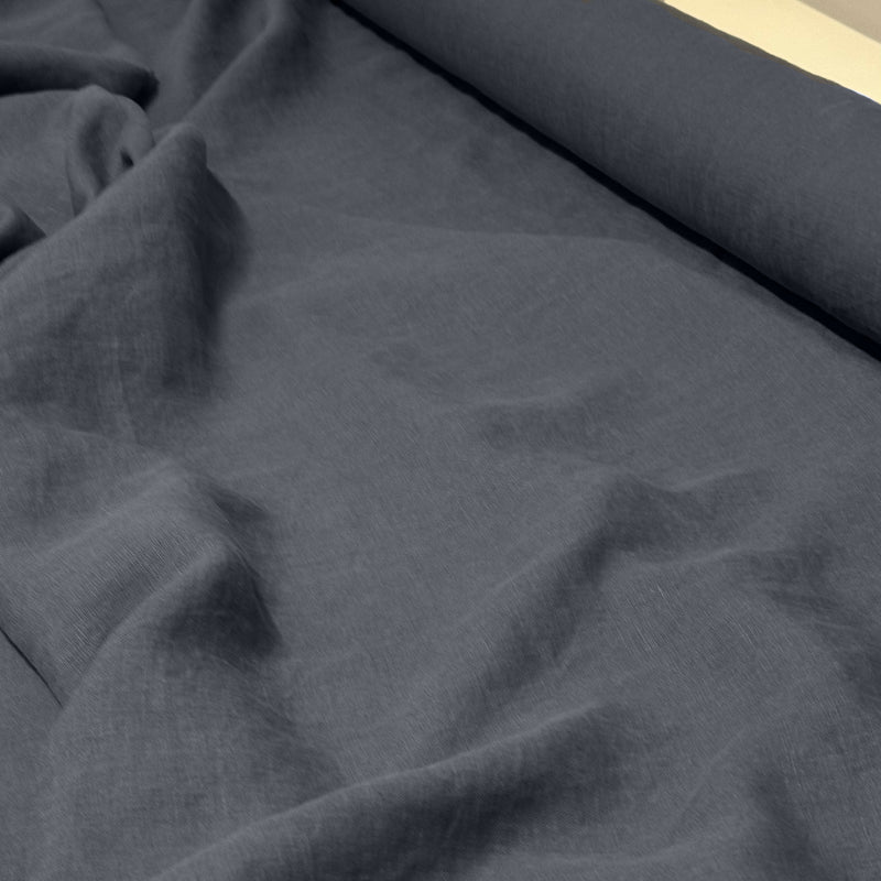 Linen fabric anthracite gray