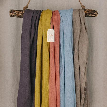 Linen Scarves on wood stick with rope