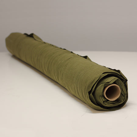 Linen fabric roll olive green color