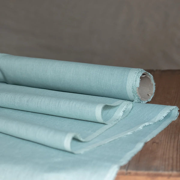 Linen fabric mint blue