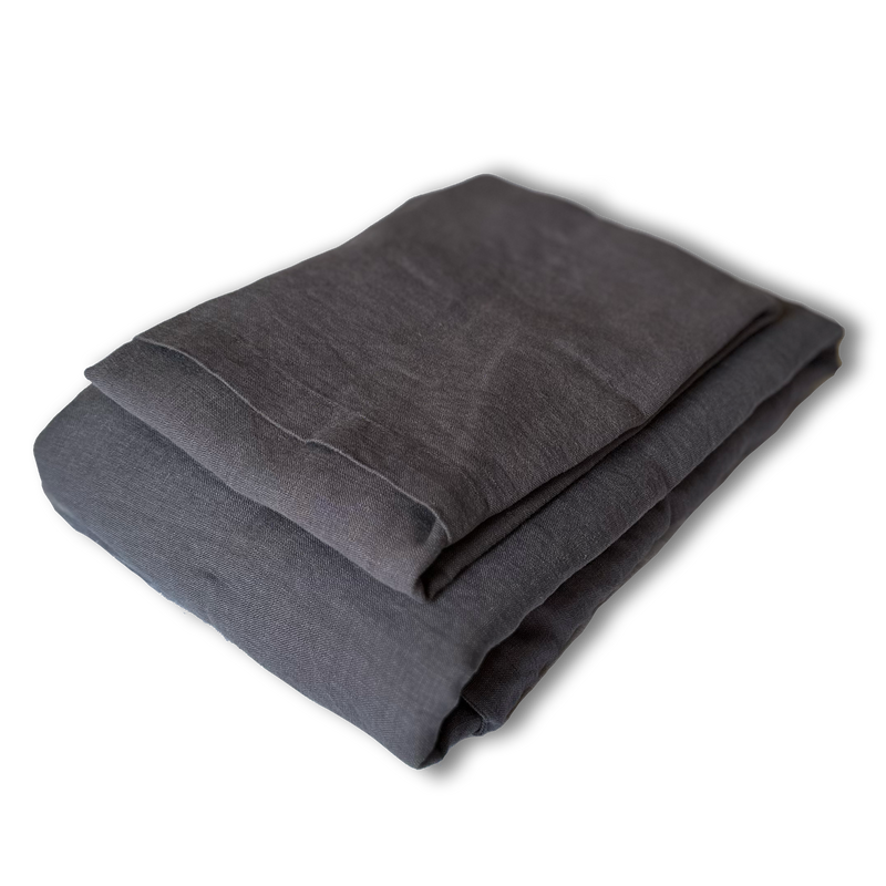 Dvodelna lanena posteljnina - antracit siva barva, NA PREKLOP