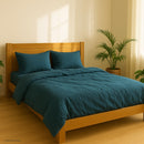 Lanena posteljnina temno modrozelena z zadrgo PO NAROČILU