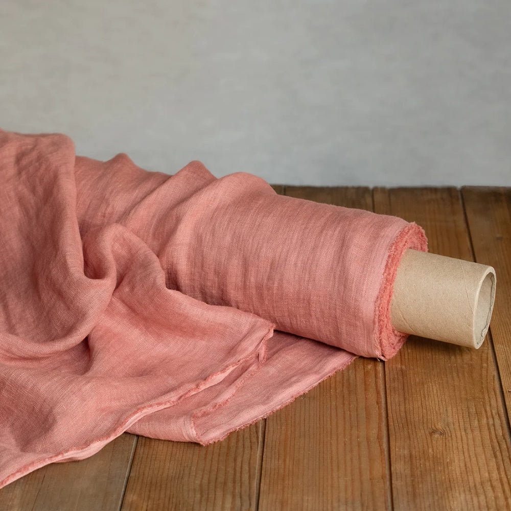 Linen Rool Linen Fabric Gauze Rose 140 cm - Natural Linen | LinenFriday