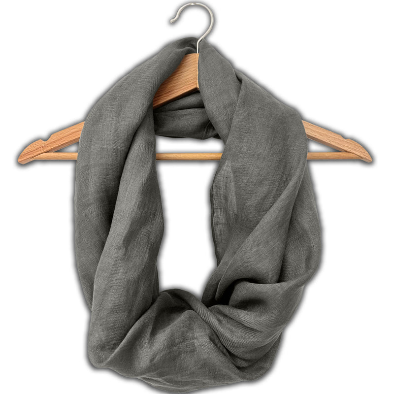 Infinity scarf dark gray on a hanger