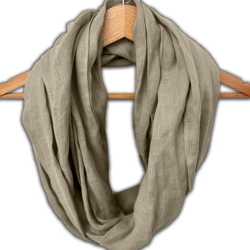 Infinity scarf gray on a hanger