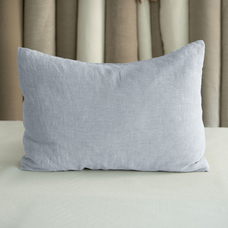 Linen bed set ice blue pillowcase