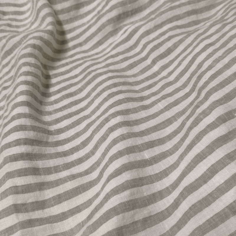 Linen striped fabric beige-white 1