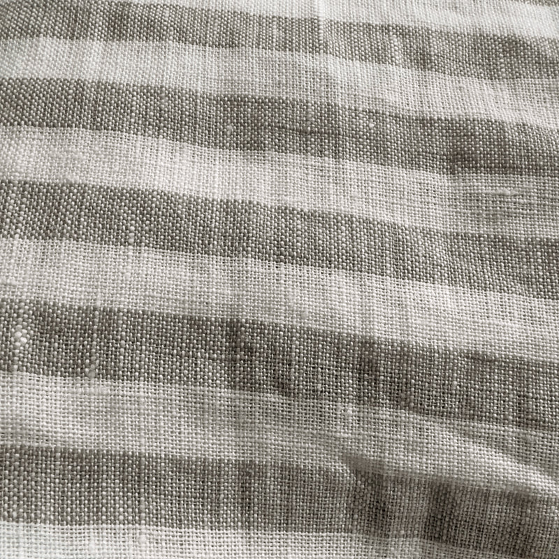 Linen striped fabric beige-white 2