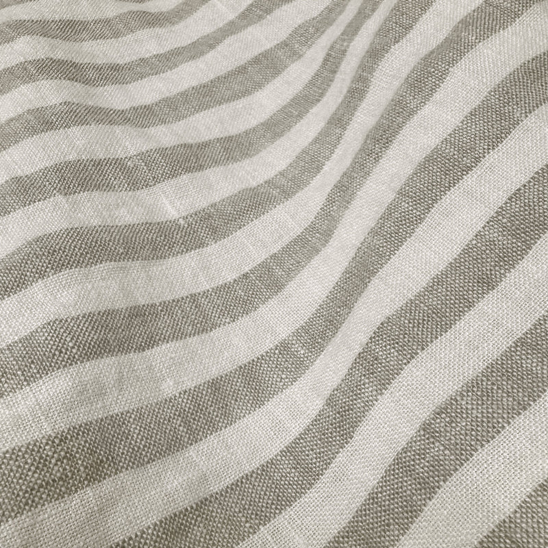 Linen striped fabric beige-white 3