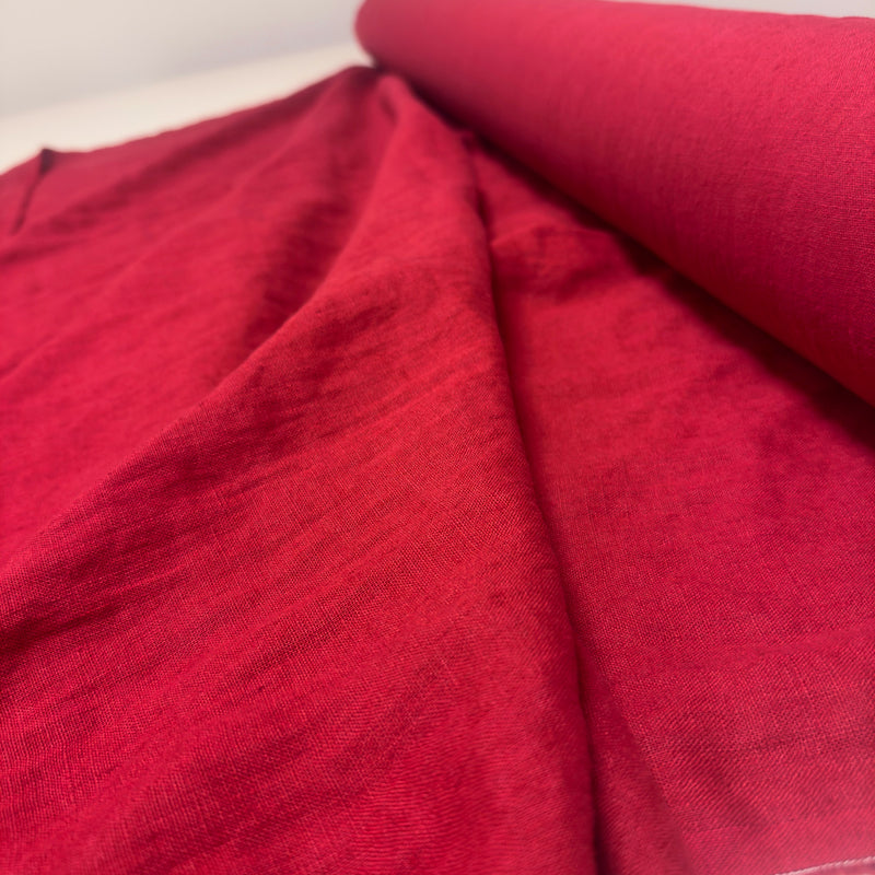 Linen fabric carmine red
