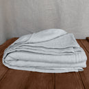 Linen flat sheet ice blue on wooden box 4