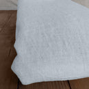 Linen flat sheet ice blue on wooden box 6