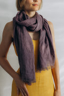 Linen Scarf violet-aubergine