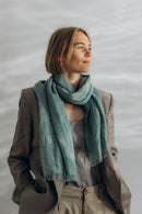 Linen Scarf petrol blue
