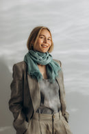 Linen Scarf petrol blue