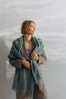 Linen Scarf petrol blue