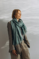 Linen Scarf petrol blue