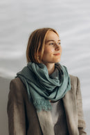Linen Scarf petrol blue