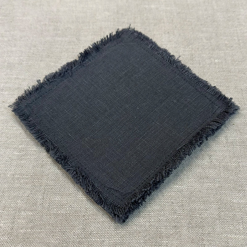 Linen coasters (set of 9 pieces), anthracite gray, 11x11 cm