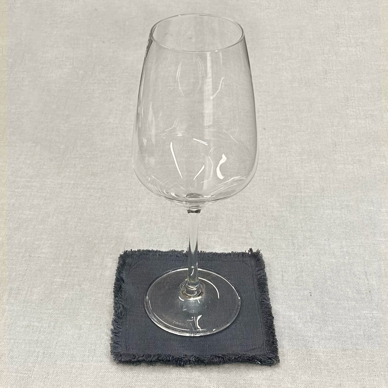 Sottobicchieri in lino (set da 9 pezzi), grigio antracite, 11 x 11 cm