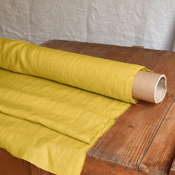 Linen fabric mustard yellow
