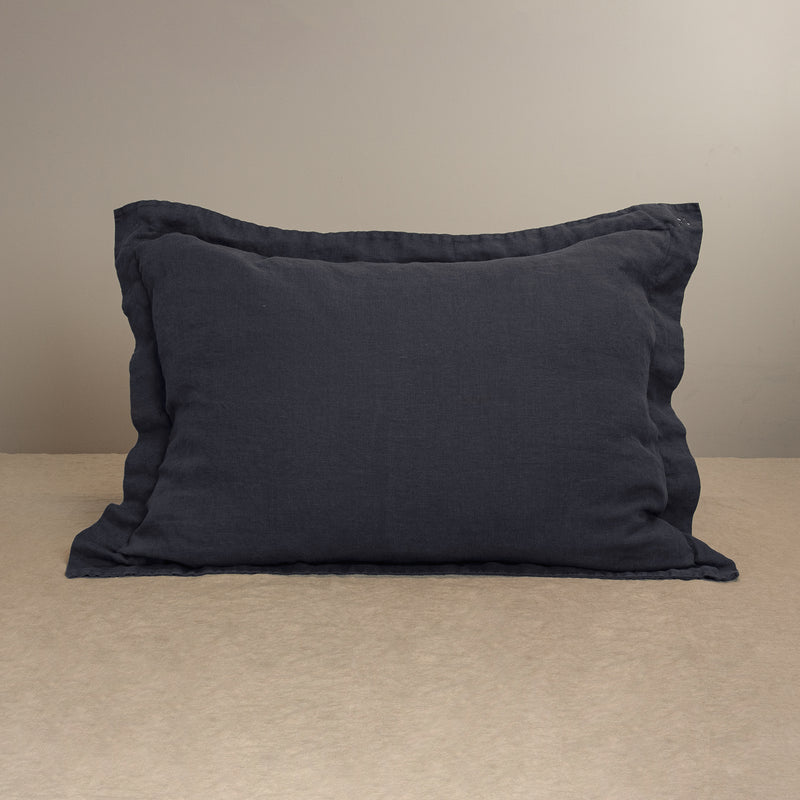 Linen pillow in anthracite gray pillowcase 5 cm edge