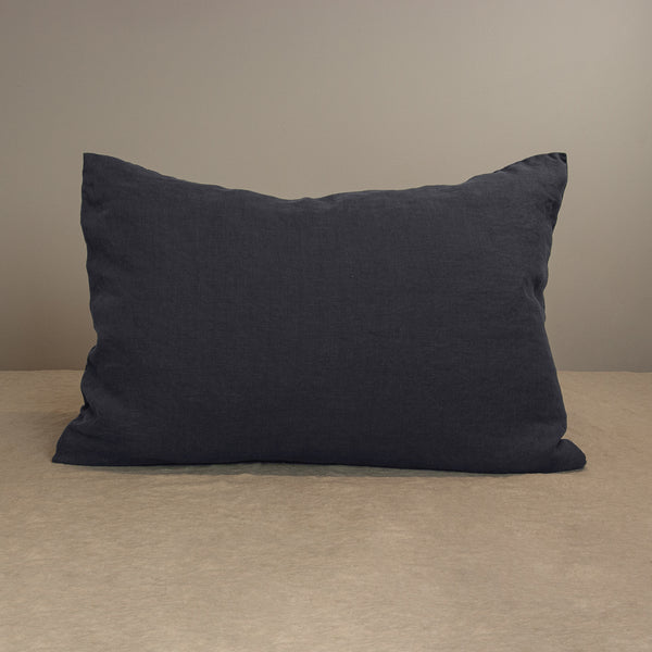 Linen pillow in anthracite gray pillowcase