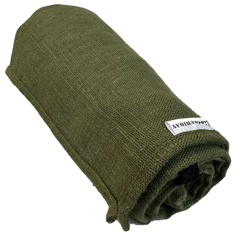 Linen kitchen towel, olive green color