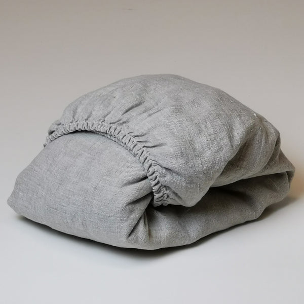 Melange-gray-foldered-linen-fitted-sheet