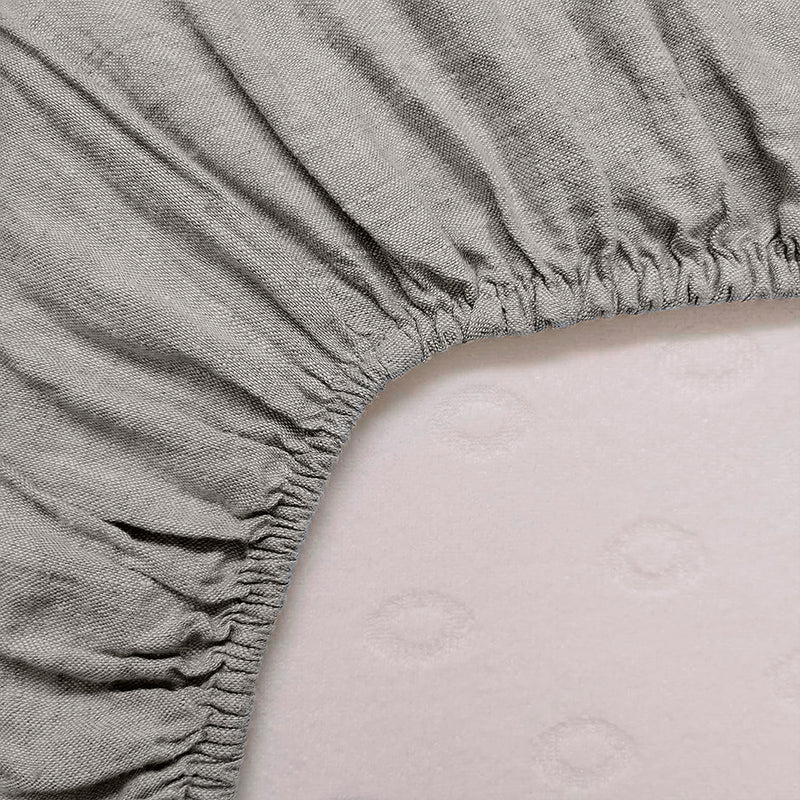 Linen fitted sheet melange gray