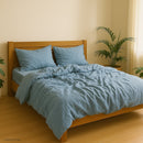 Misty blue linen bed set, envelope closure MADE TO ORDER