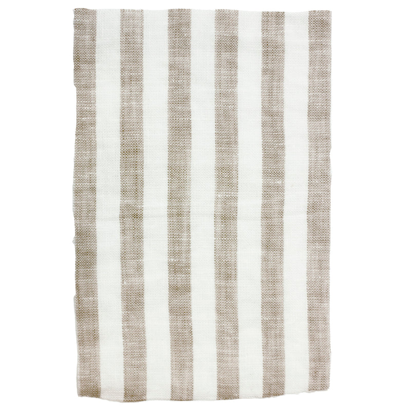 Linen striped fabric beige-white sample
