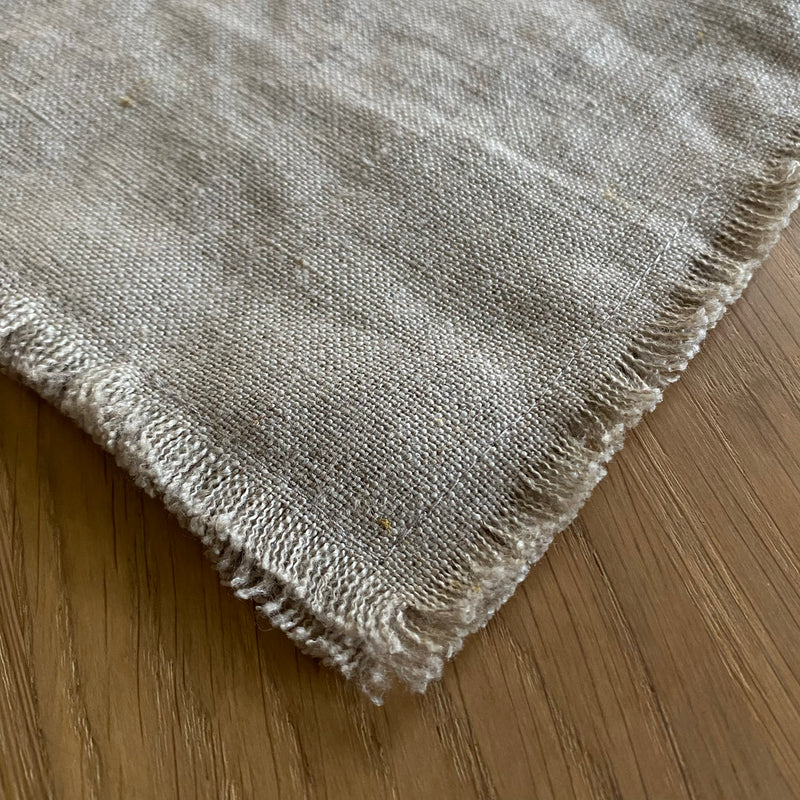 Table runner natural gray double layer with fringe