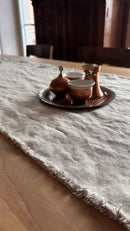 Gray Linen table runner with cups