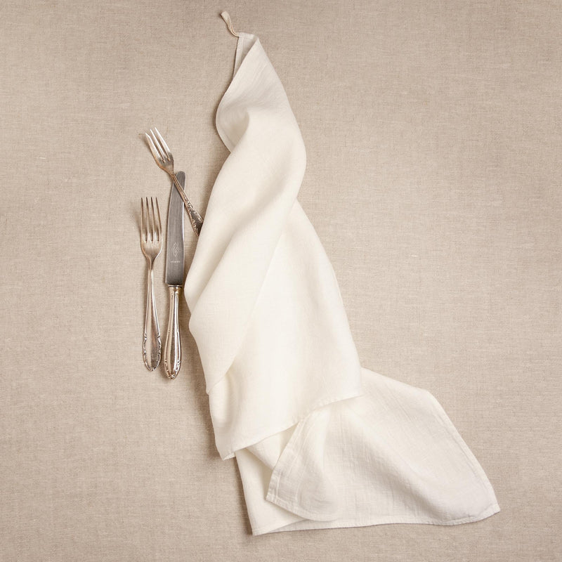 Linen kitchen towel, white color