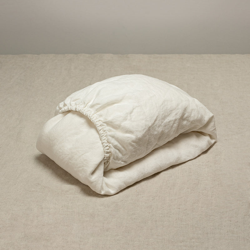 Linen fitted sheet white