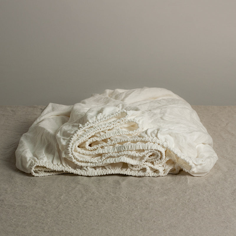 Linen fitted sheet white