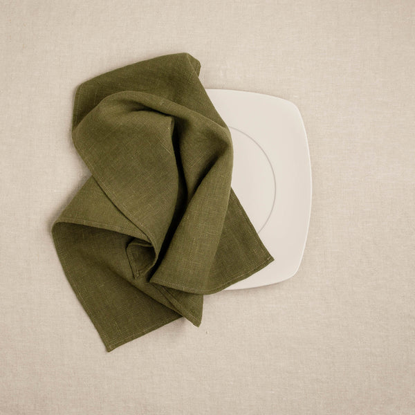 Linen napkin olive green