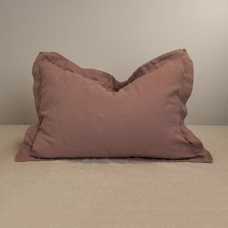 Linen pillowcase 1cm edge, desert rose